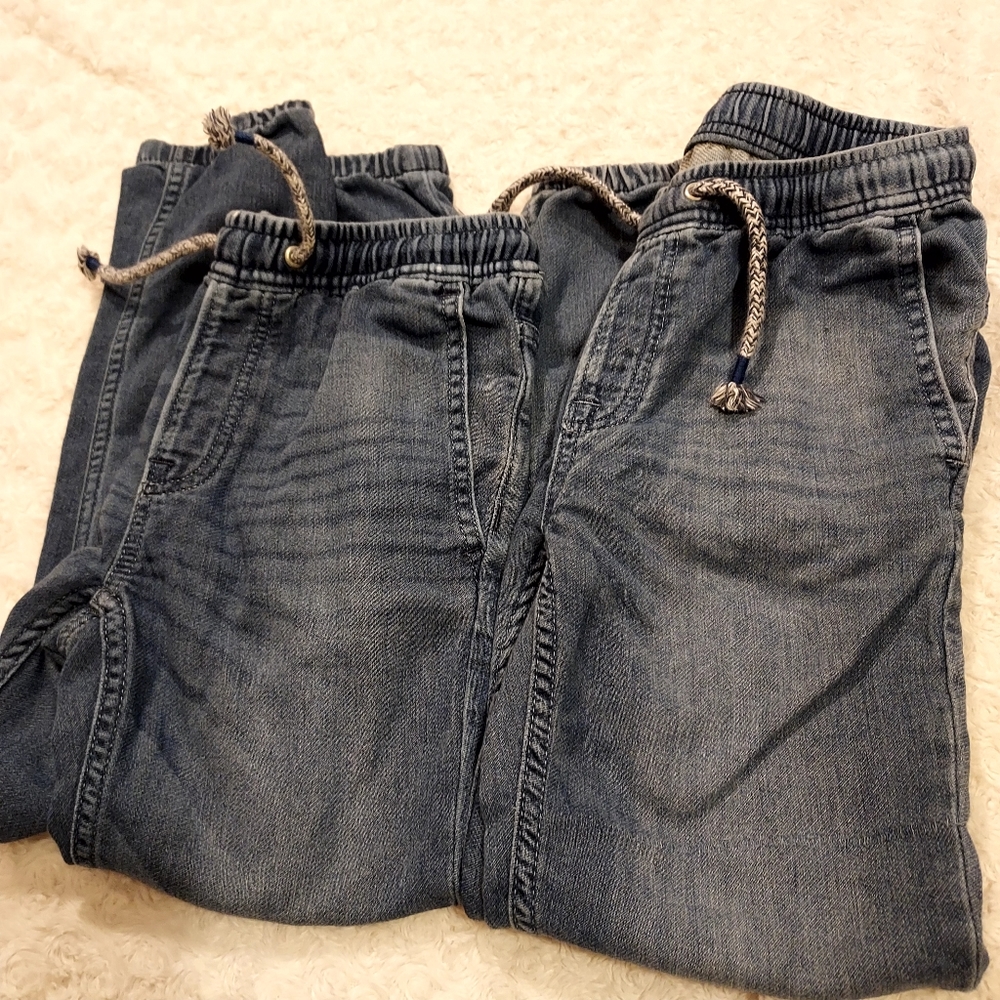 Bundle (2) GAP kids pull on blue soft jean Joggers Regular Med & Large Comfy